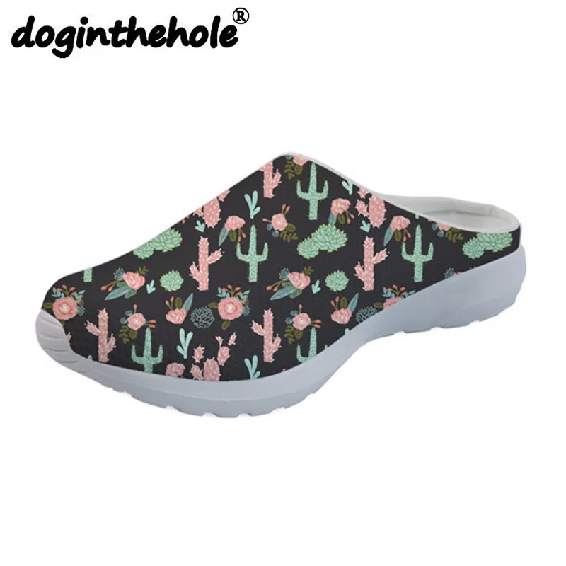 

doginthehole Sport Sandals Women Cactus Flowers Pattern Sport Slipper Flats Women's Beach Shoes 2018 Outdoor Zapatos Mujer Mesh