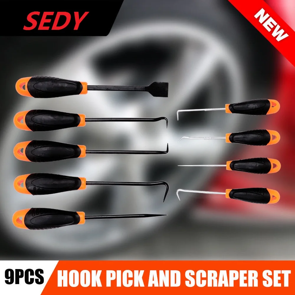 2022-SEDY 9pcs Auto Car Pick And Hook Set O Ring Oil Seal Gasket Puller Remover Craft Non-slip Hand Tool Car Remover Tool Set car electronic hand tools precision hooks puller remover hook and pick set for oil seal or o rings removal tool