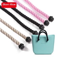 1 paire Noir Naturel Courtes Femmes sacs de Chanvre Corde Poignées sangle pour O sac AMbag Épaule sac sac à main taping obag 40 cm