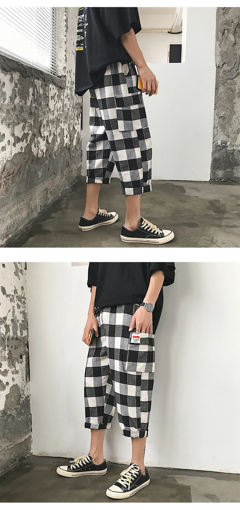 Клетчатые длинные шорты для мужчин в стиле хип-хоп повседневные шорты больших размеров для мужчин s летние мешковатые короткие шорты для бега Harajuku бермуды модные мужские шорты