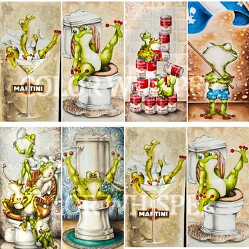 

Diamond Painting Full Square Hipster Frogs Cartoon Frogs in Clothing Daimond Painting Rhinestone Embroidery Cross Stitch LE00081