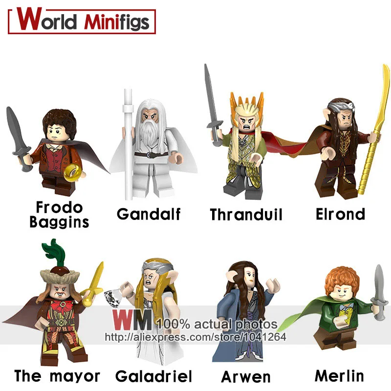 

Single Sale Super Heroes The Lord Of The Rings Frodo Thranduil Elrond Galadriel Merry Arwen Gandalf Building Blocks Children Toy