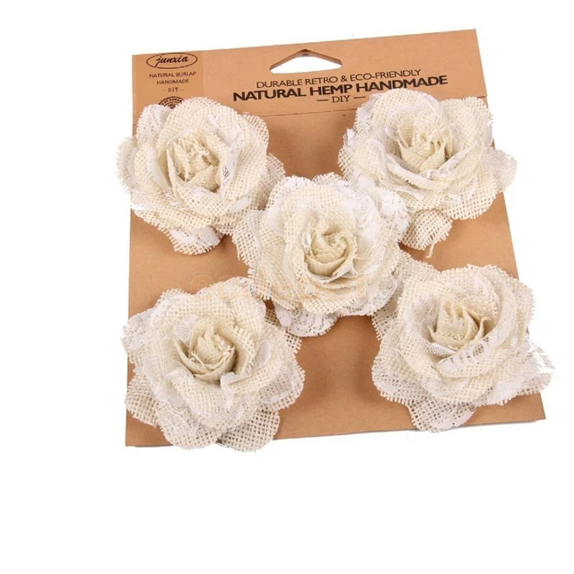 9cm Handmade Jute Hessian Burlap Flowers Rose Shabby Chic Wedding Decor  Christmas Party Supplies