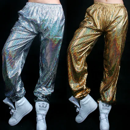 

Men Women Paillette Modern Costumes Laser Reflective Sequins Jazz Dance Pants Hiphop Fashion Loose Harem Pants Trousers