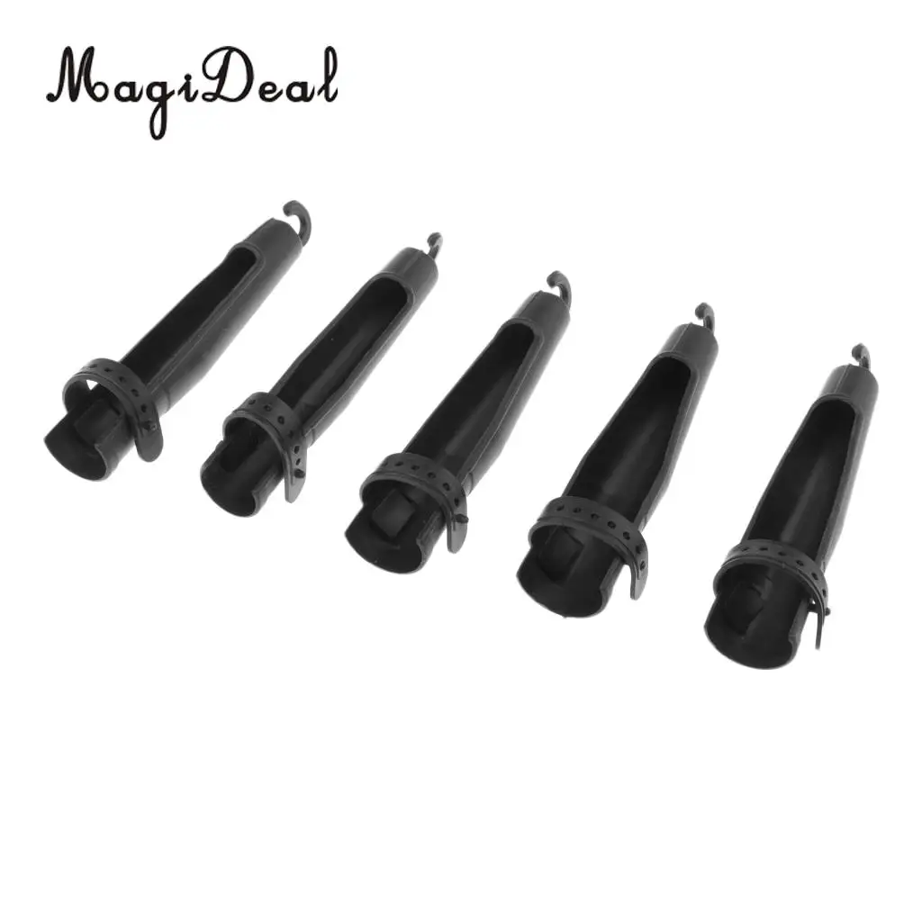 MagiDeal 5Pcs Fishing Rod Tip Cover Rod Cap Pole Glove Sleeve Protector Pole Cap with Strap for Fixing the Rod Black 20# 25#