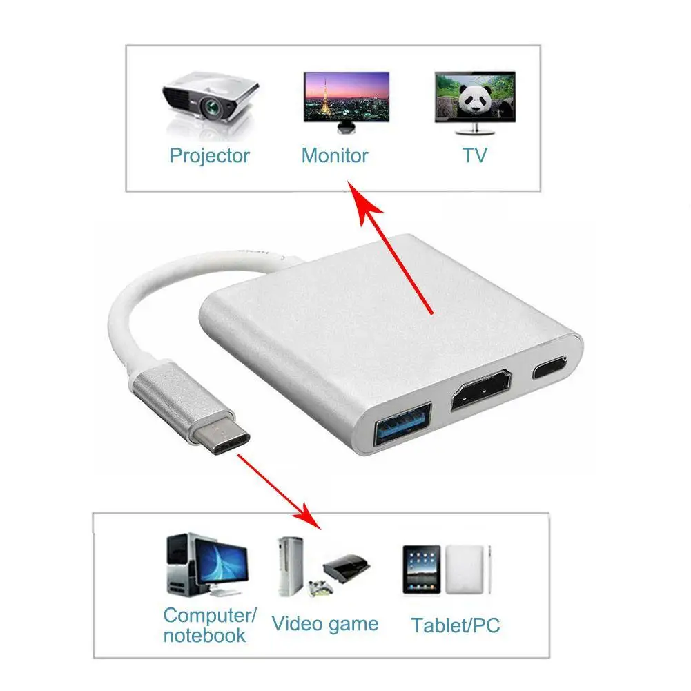 USB 3 1 Type C к 4K HDMI/USB 0/USB зарядный порт OTG адаптер кабель конвертер для нового MacBook