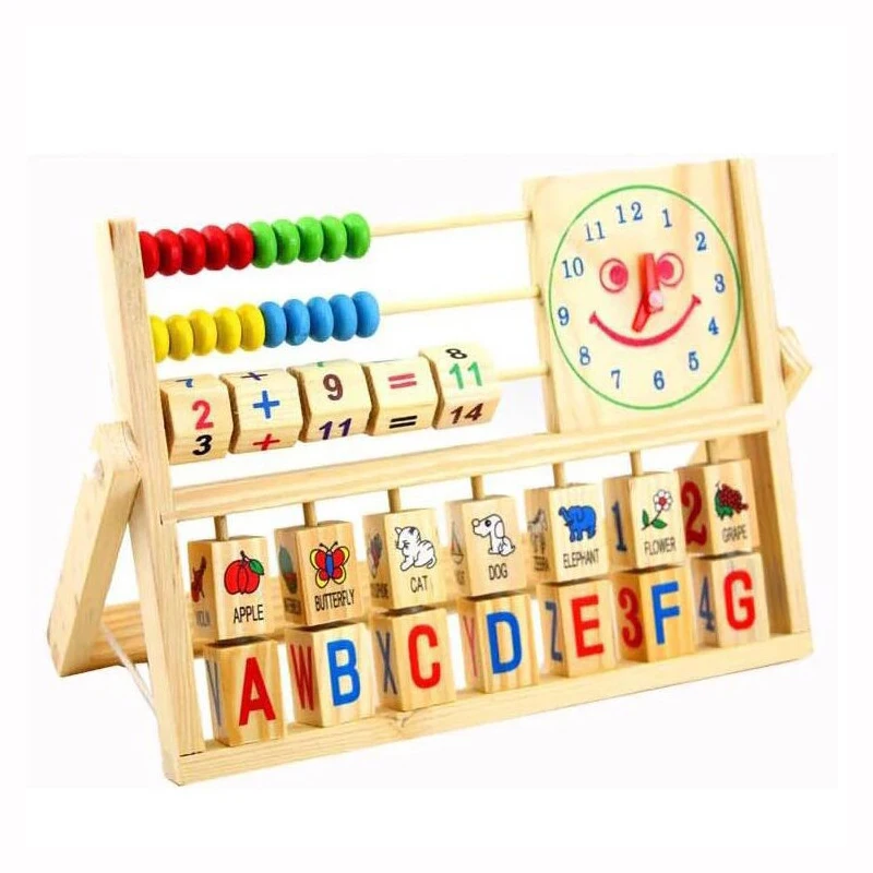 Montessori Material Abacus Math Toys Smiling Face Clock font b Calculation b font Children Educational Study