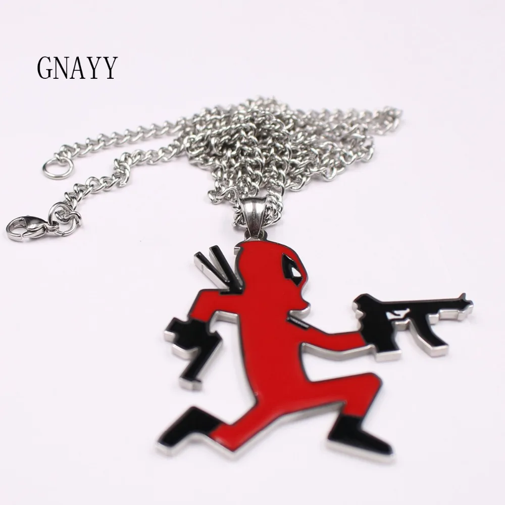 GNAYY Jewelry Mens Pendant Red glue Stainless Steel ICP Clown