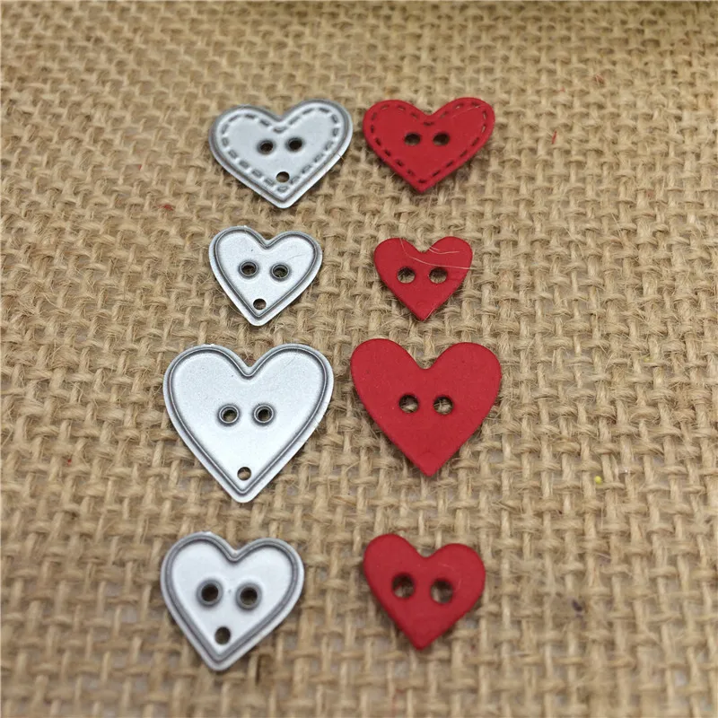 

4pcs Heart Button Metal Cutting Dies Stencil Scrapbooking Photo Album Card Paper Embossing Craft DIY