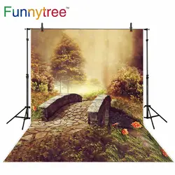Фон Funnytree для фотостудии каменный мост Осенний цветок лес дети фотография Фон фотобудка для фотосессии с принтом