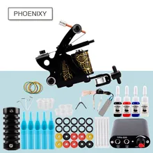 Стартовый набор татуировки 1 электромагнитные машинки для татуажа 20 цветов чернила с пигментом Набор Черная сила татуировки для начинающих ручка набор Перманентный макияж