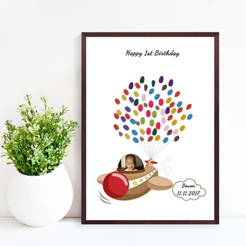 

Delicate Free Custom Fingerprint DIY Guestbook For Baby Shower Baptism First Communion Kid's 1st Birthday Canvas Guest Book
