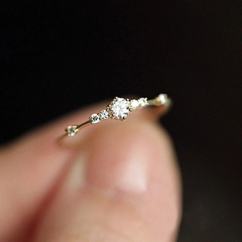 

2019 New Chic Rose Gold Color Plated Small Zircon Rings Exquisite Cute Finger Rings for Women Party Jewelry Gifts Bague Femme