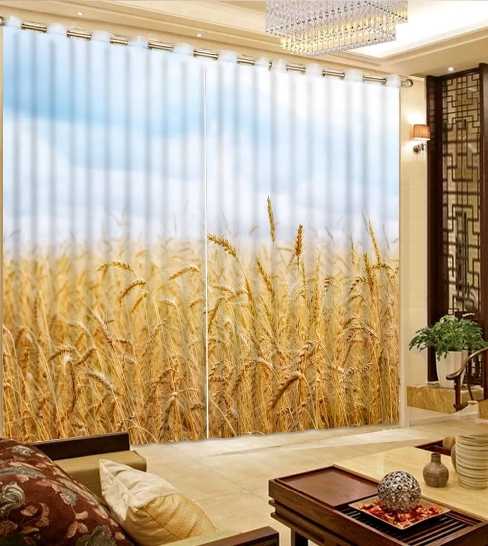 

Photo Customize size modern auturn living room curtains living room window 3D Window Curtains For Bedding room