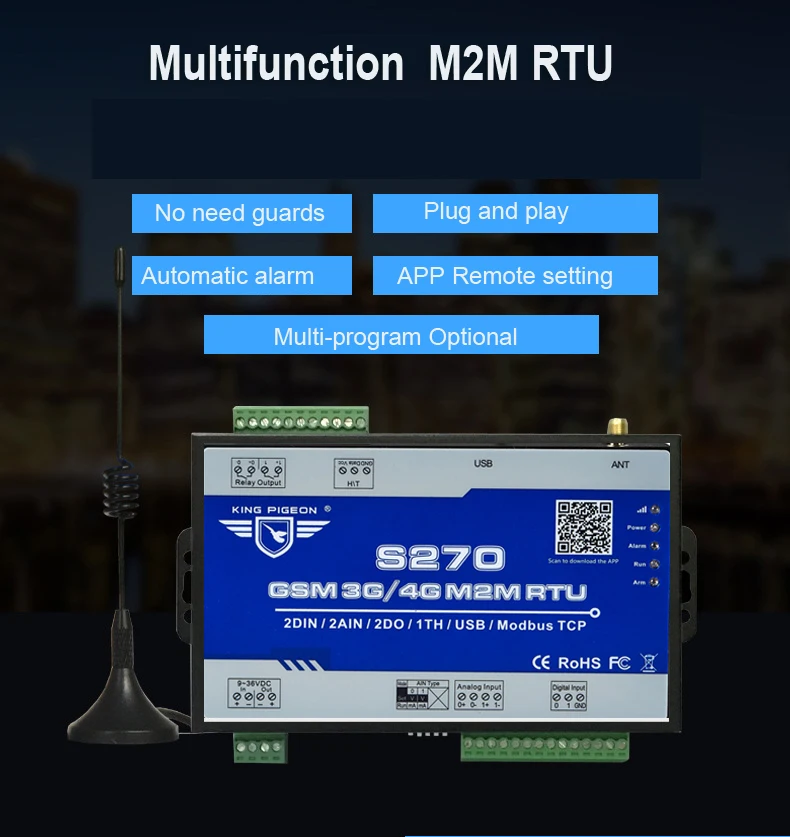 3g 4G LTE промышленный RTU GPRS RTU Modbus шлюз интегрированная облачная платформа поддерживает Modbus RTU по TCP с PT100 S270