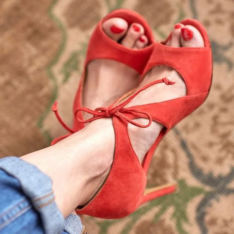 Женские босоножки обувь на высоком каблуке летние босоножки гладиаторы сандалии с открытым носком пикантные туфли на выход; женские сандалии на каблуках; женская обувь размера плюс», дизайн - Цвет: Red Shoes