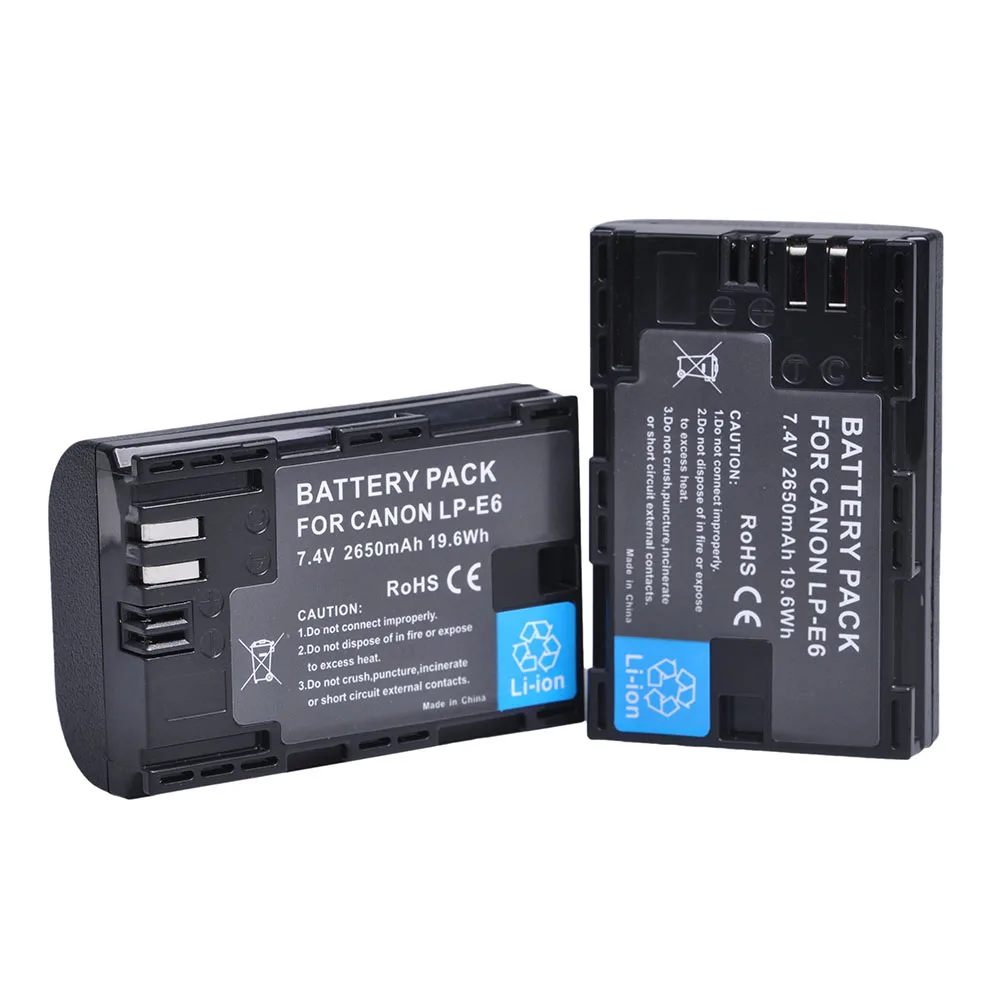 2x LP E6 Replacement Li ion Battery for Canon EOS 5D Mark II III 5DS 5DS