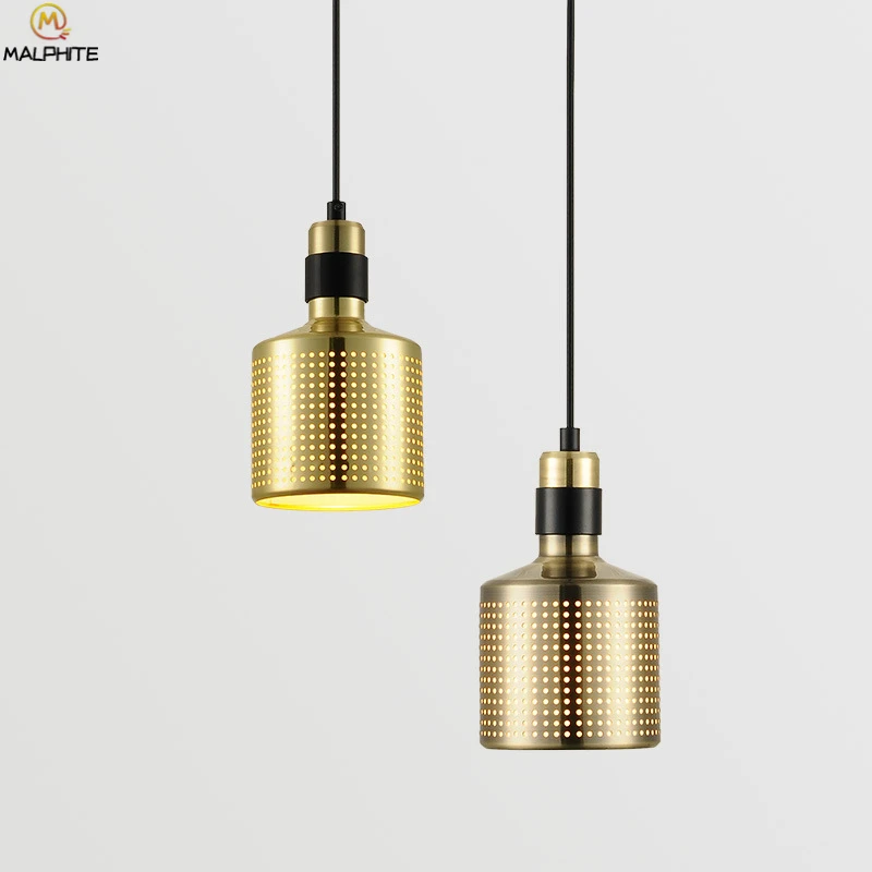 

Modern Golden Mesh Cover Pendant Lights Restaurant Cafe Hanging Pendant Lamp Luminaire Bedroom Simple Hanglamp Decor Luminaria
