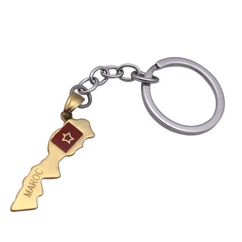 

zkd Maroc map Maroc national flag key chain & key ring country map jewelry