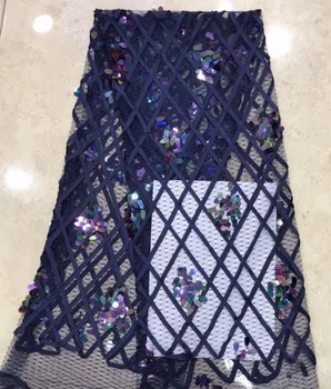 

Fashion Sequins Embroidery African 3d Lace Fabric Latest High Quality Nigerian Tulle Lace Fabrics For Evening Dress