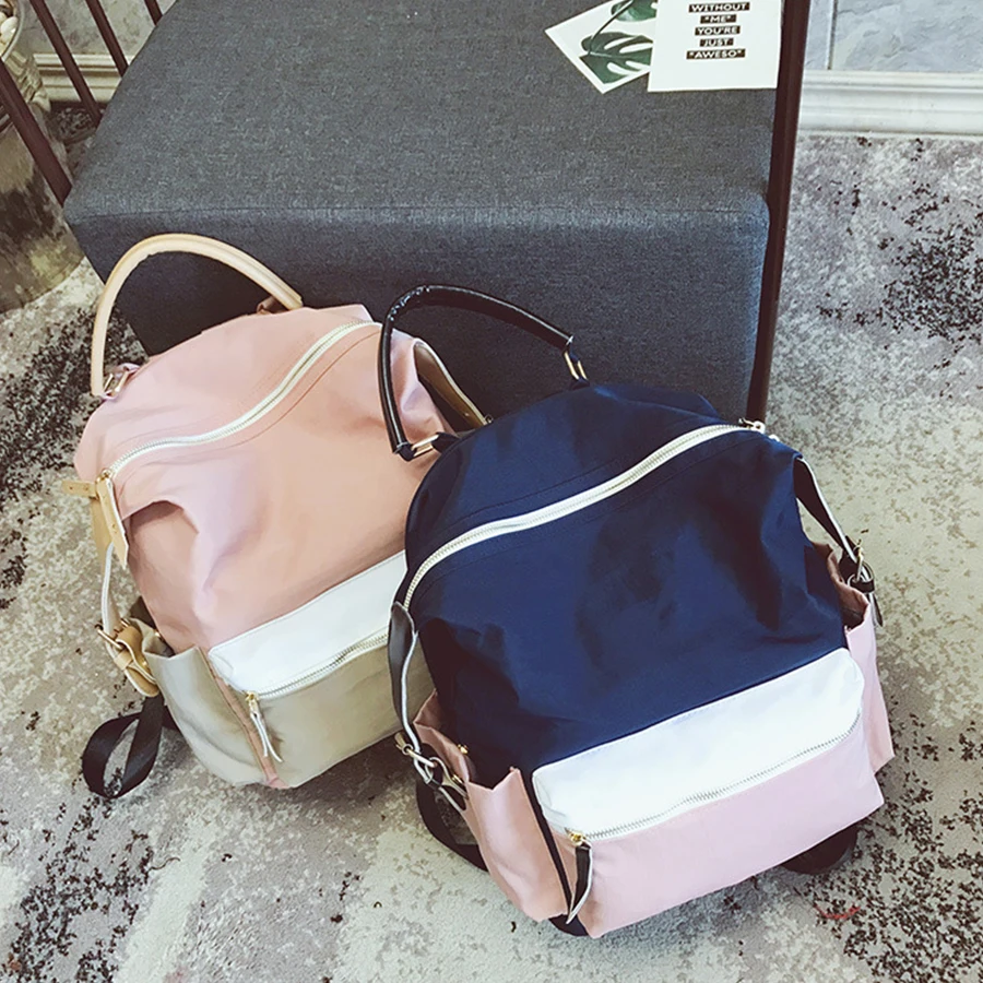 

Pink Canvas Women Backpacks Fashion Panelled Schoolbags For Teenage Girls High Capacity Bag For School Student Backpack 2018 New