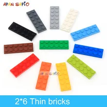 Bloques de construcción DIY para niños, 40 Uds., figuras finas, bloques, 2x6 puntos, 12 colores, educativo, tamaño creativo, Compatible con 3795, Juguetes