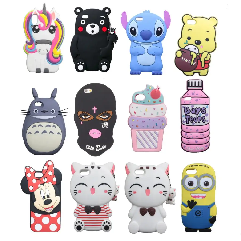 for iPhone 7 8 Plus X XS Max XR 9 4 4S 5 5S 6 6S Case 3D Cute Cartoon Soft Silicone Cover Lovely Cat Bottle Stitch Unicorn for iPhone 7 8 Plus X XS Max XR 9 4 4S 5 5S 6 6S Case 3D Cute Cartoon Soft Silicone Cover Lovely Cat Bottle Stitch Unicorn