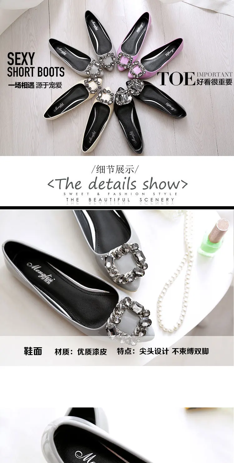 Роскошная обувь Для женщин дизайнов лоферы, балетки с острым носком, с украшением в виде кристаллов, модная повседневная женская обувь без застежки; большие размеры 34–44 высокое качество