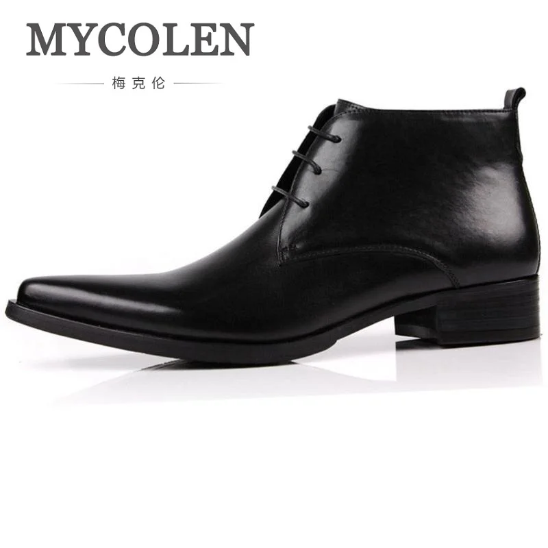 

MYCOLEN High Quality Men Boots Zip Ankle Rubber Men Shoes Genuine Leather Classic Business Office Formal Boots Botas Masculino