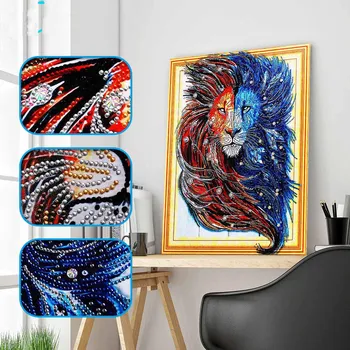 

DIY lion diamond painting lion head animals dimaond embroidery full drill 5D lion diamond painting mosaic full round drill