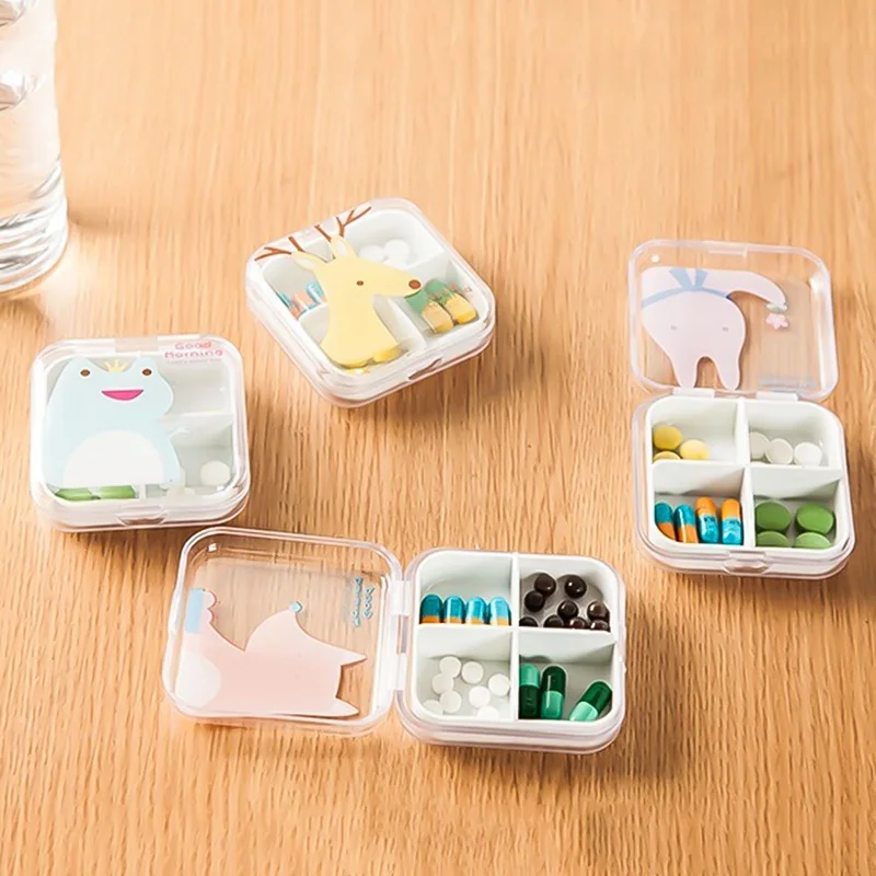 Прозрачный изысканный Box наркотиками Портативный мини мультфильм Пластик Pill