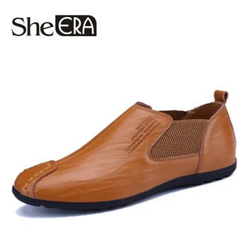 

She ERA New Fashion Genuine Leather Men's Shoes Casual Size 38-44 Holes Loafer Design Driving Men Flat Footwear Handmade Shoes