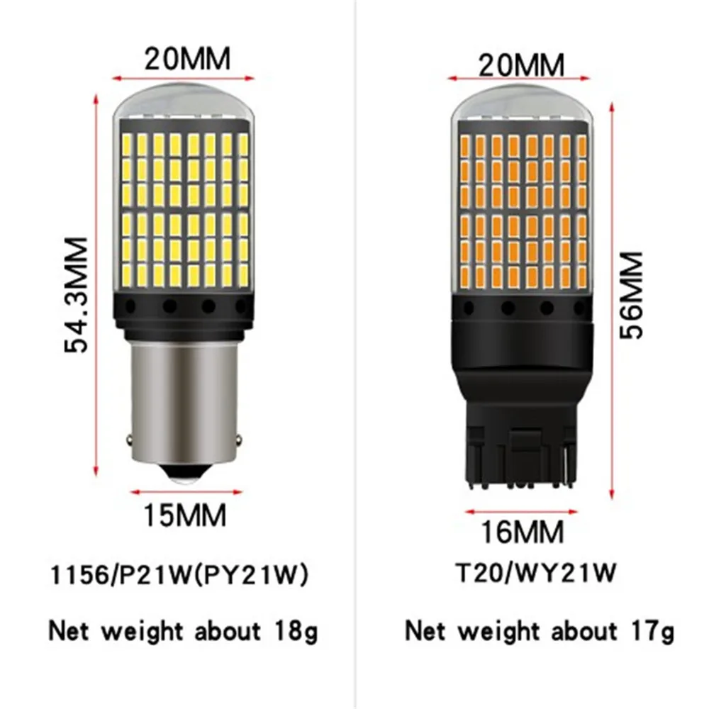 4 PC T20 7440 W21W светодиодный лампы 3014 144smd светодиодный CanBus Нет Ошибка 1156 BA15S P21W BAU15S PY21W светодиодный светильник для поворота света без вспышки