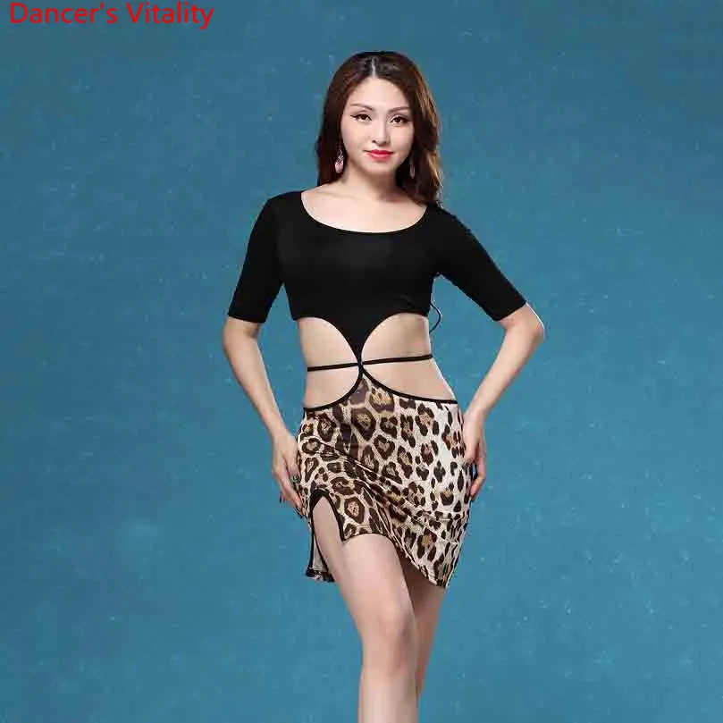 

New Belly Dance Costume Oriental Indian Dance Top Leopard Skirt 2pcs Set Woman Lady Girls Belly Dance Practice 2 Colors Suit