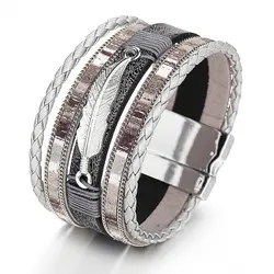 Новый Винтажный богемский плетеный кожаный браслет в стиле ретро браслет женский браслет с подвесками ювелирные изделия женский браслет