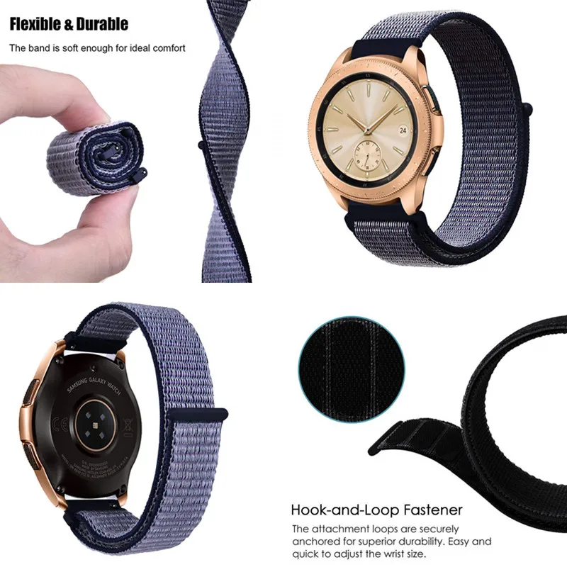 26 Цвет Магнитная нейлоновая петля ремешок для huawei часы GT samsung Galaxy Watch Active 46 мм 42 мм Шестерни S3 Quick Release Смотреть Band