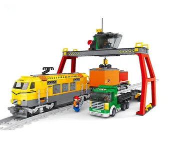 

City Series loading and unloading station train blocks Educational model building toys hobbies Christmas Gift