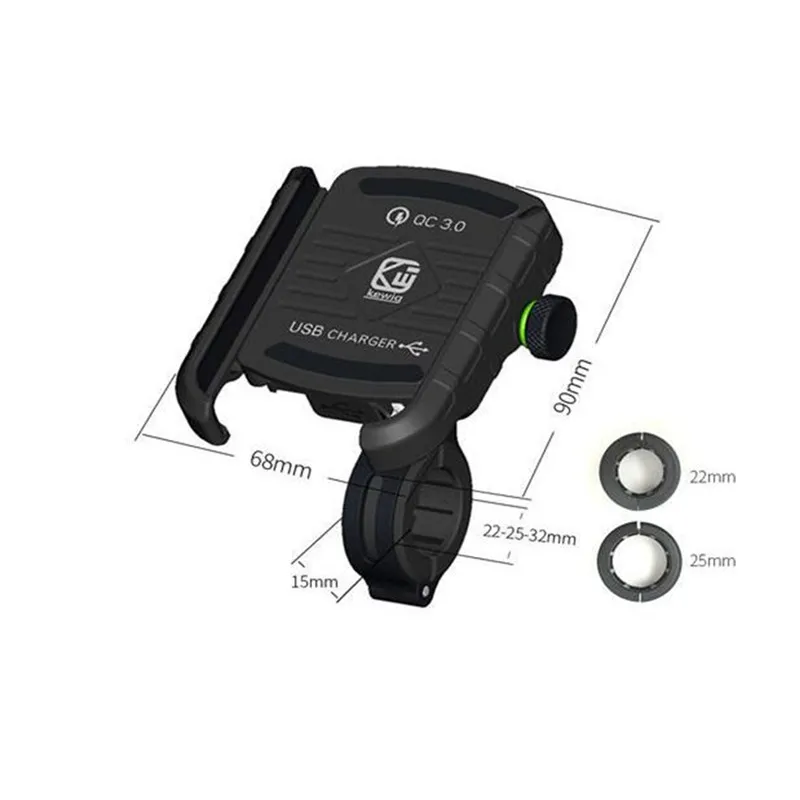 Suporte do Telefone da Motocicleta Suporte com Interruptor à Prova Usb Carregador Rápido Moto Bicicleta Dwaterproof Água Motocicleta Carregamento 12 - 24v qc 3.0 19 Acessórios eletrônicos p moto