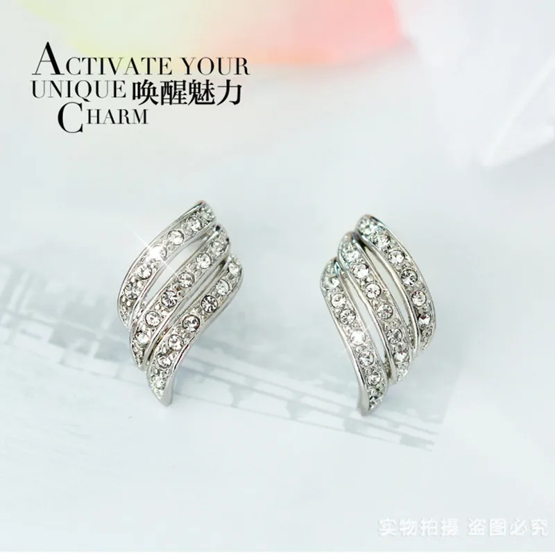 Серьги в виде трехмерных крыльев Ангела с инкрустацией из фианита|earring stone|earrings