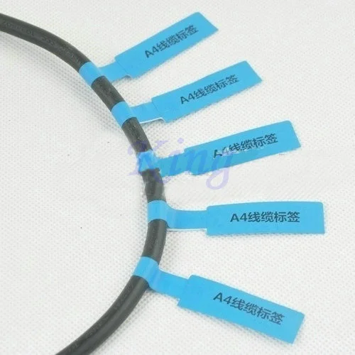 Blank Network Cable Labels Sticker A4 Sheet 84x26mm 900 Pieces P Shape Blue Color Waterproof Tearproof oilproof