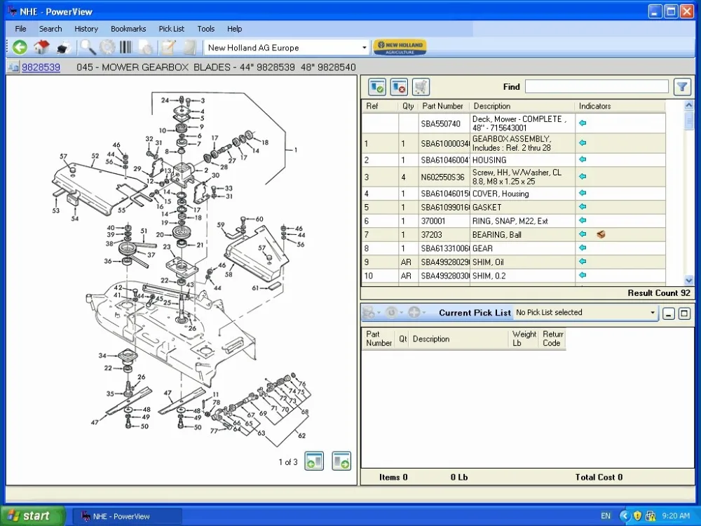 Parts catalog New Holland.