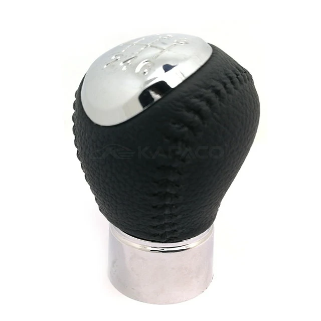 Black Chrome 5 Speed Leather Manual Gear Stick Shift Knob For Mazda 3 5