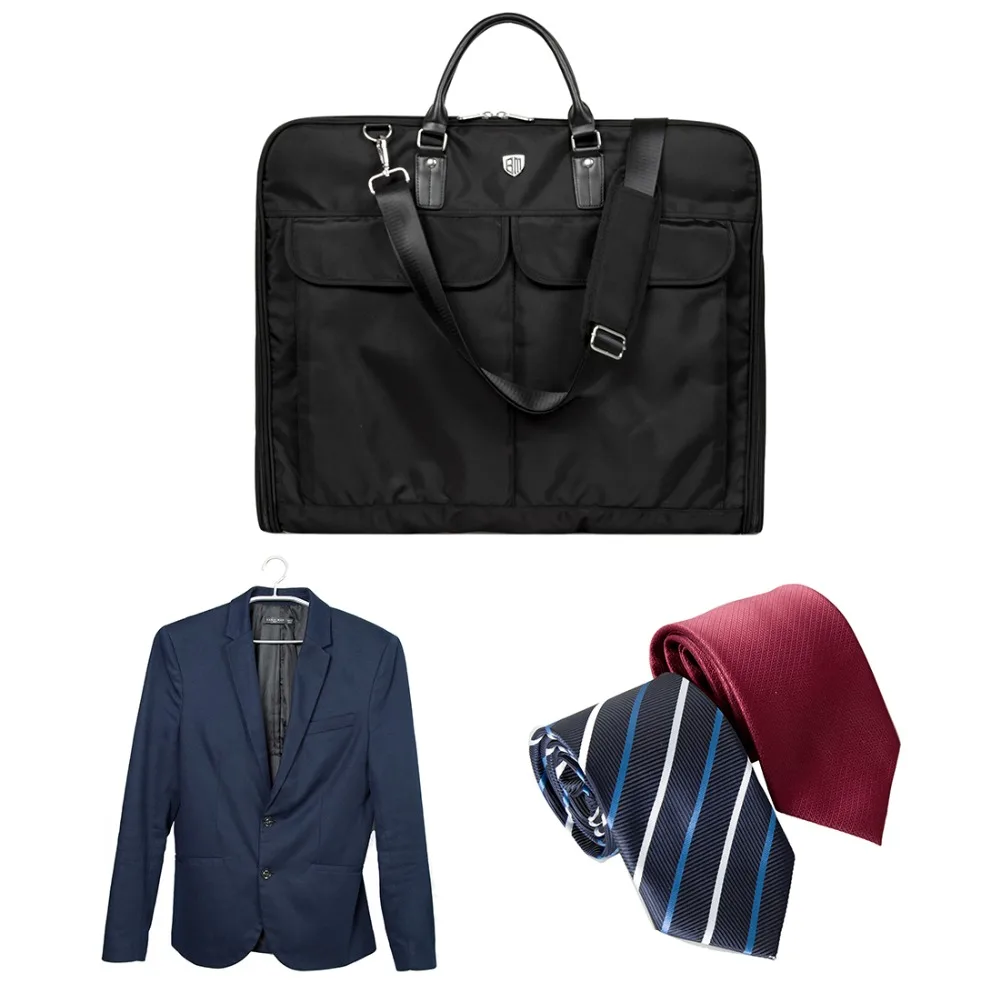 BAGSMART Waterproof Black Zipper Garment Bag With Handle Clamp Dress Suit Bag Men Business Garment Bag Travel Bag For Suit