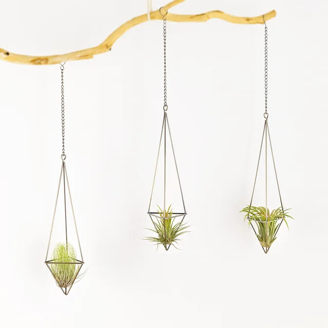 Mkono Air Plant Holder Hanging Planter Pot Geometric Himmeli For Mkono Air Plant Holder Hanging Planter Pot Geometric Himmeli For Tillandsia Airplants Indoor Decoration With Chains Bronze
