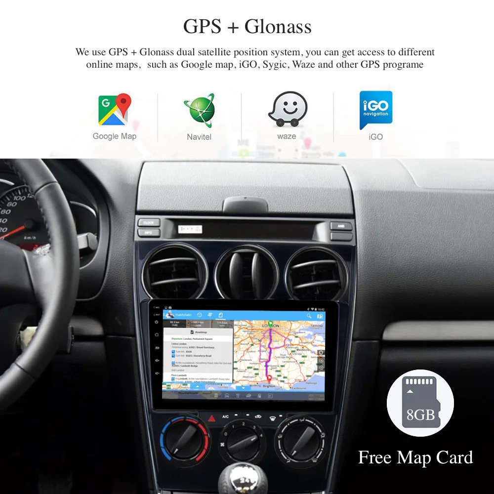 Clearance Android 9.0 Car Radio 2 Din GPS Navi for Mazda 6 2006 2007 2008 2009 2011 2012 2013 Mazda6 PX6 DSP IPS 4Gb+64Gb 6-Core RDS WIFI 1