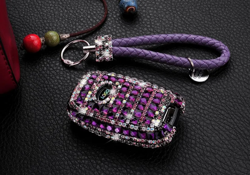 Подарок Роскошные кристаллы Bling Дело Key Holder бумажник для KIA K3 K5 Sorento KX5 Optima KX3 K3S Sportage Carens Smart брелока крышка