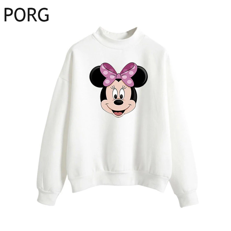 

Mickey Print Sweatshirts Women Long Sleeve Kawaii Female Casual Hoodies Cartoon Print Cute PORG Women Hoodies