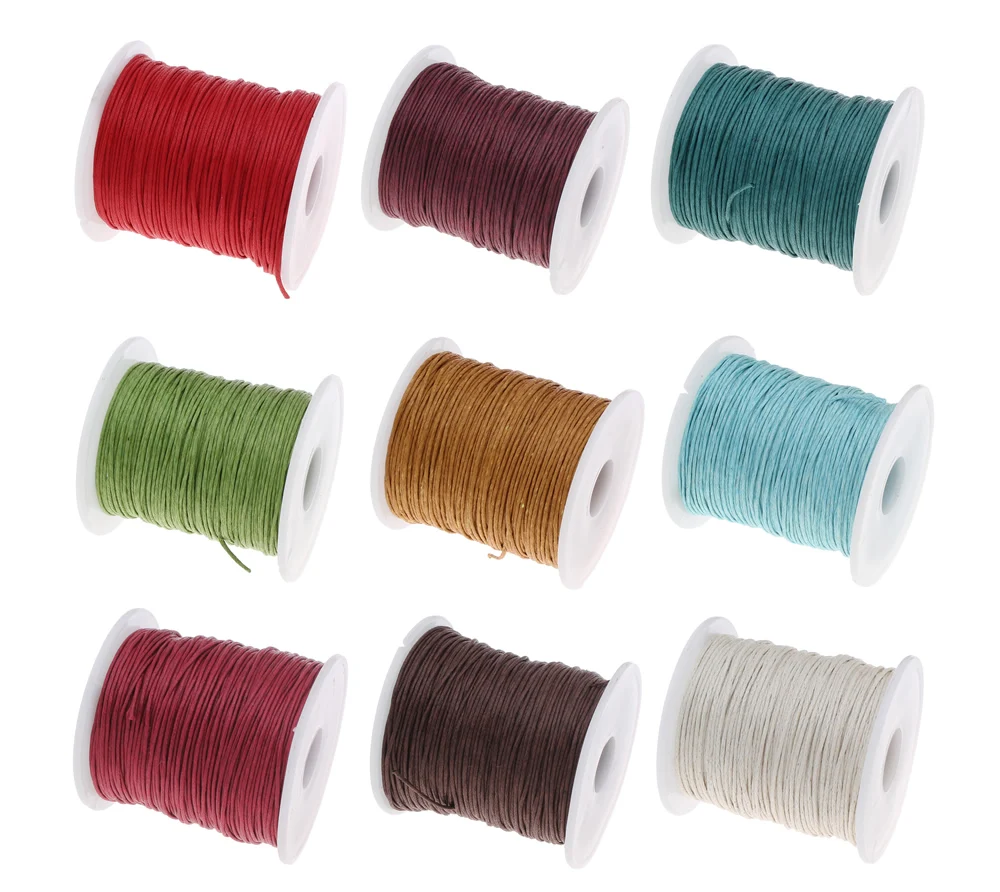 

19 Color 100Yards Spool 1MM Waxed Cotton Cord Thread Cord Plastic String Strap For DIY Rope Bead Necklace Bracelet Making