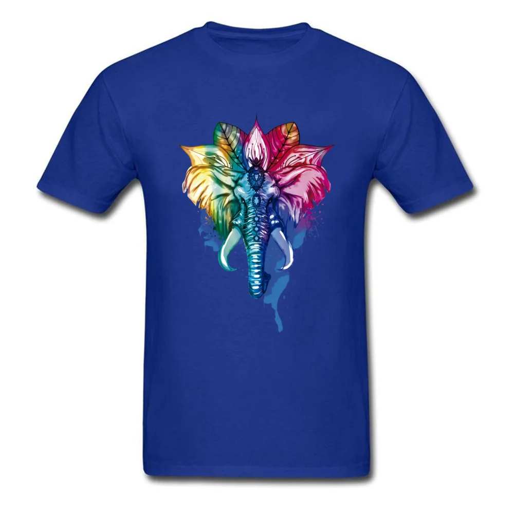 Summer T-shirts Graphic Round Collar Elephant 100% Cotton Fabric Youth Tops Shirts Birthday Short Sleeve Clothing Shirt Elephant blue
