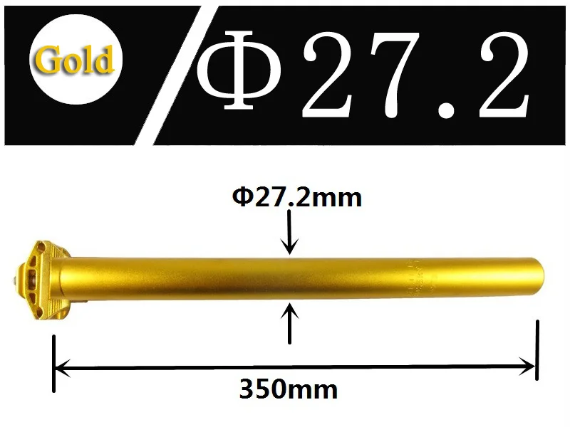 5 цветов фиксированная gea дорога горный MTB велосипед Подседельный штырь трубы части 27. 2/25,4x350 мм алюминий Розовый Черный Серебряный Красный Золотой - Цвет: Gold 27.2x350mm